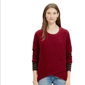 Madewell Asymmetrical Waffle Knit Cotton Blend Crewneck Sweater Red Size XS